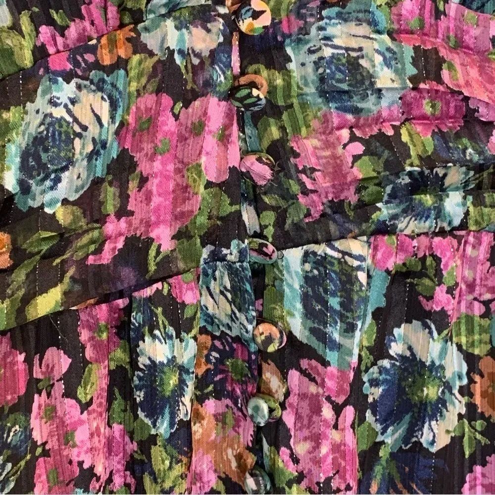 ZARA FLORAL DRESS WITH METALLIC THREAD Size Large - Picture 16 of 16